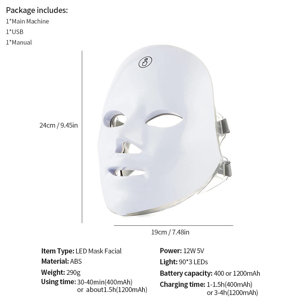 Wireless 7-Color LED Light Therapy Face Mask | Photon Skin Rejuvenation Tool