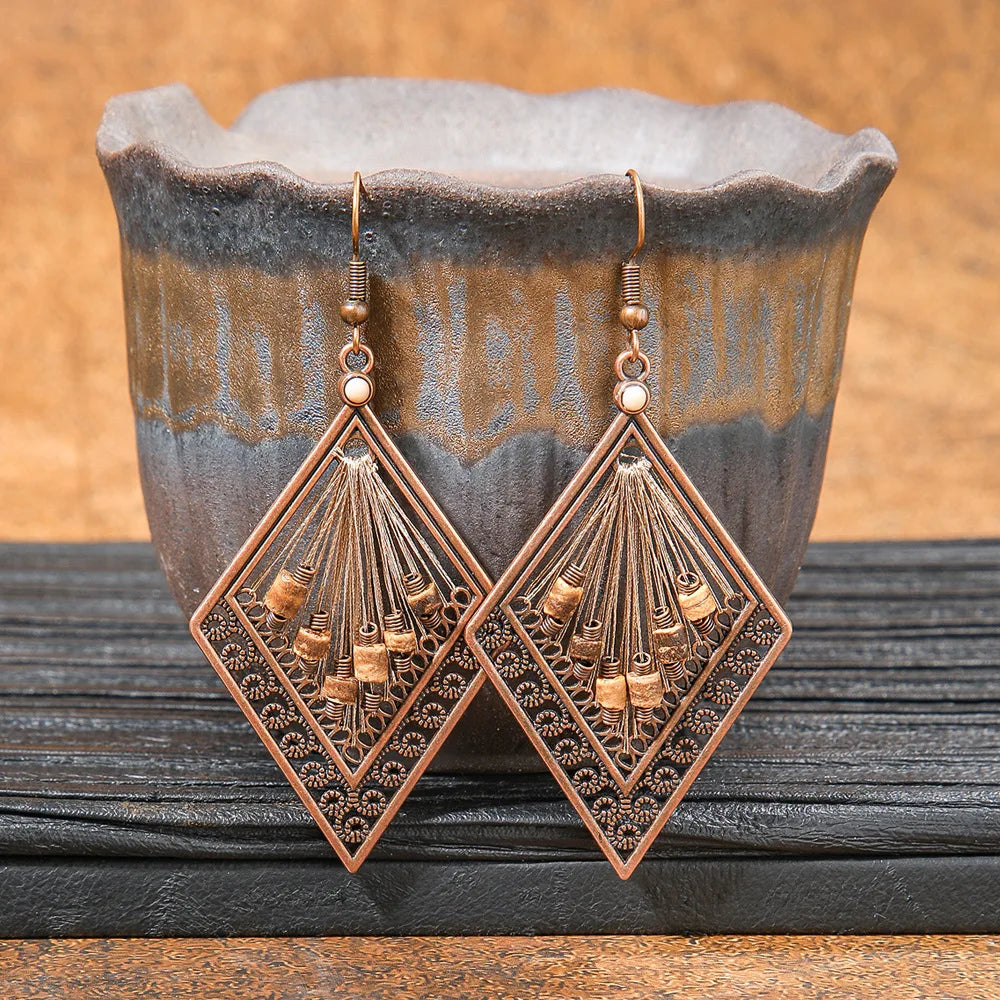 Ethnic Vintage Brown Dangle Earrings | 22 Bohemian Styles