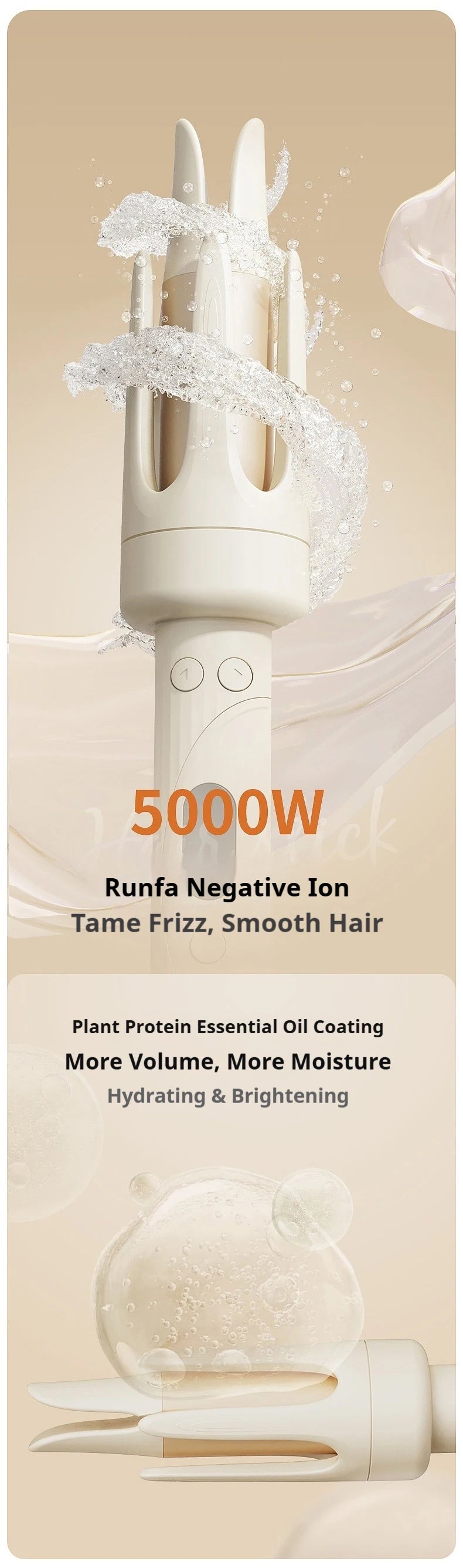 Professional Automatic Ceramic Hair Curler Wand with LED Display | Fast-Curling Long Barrel Iron