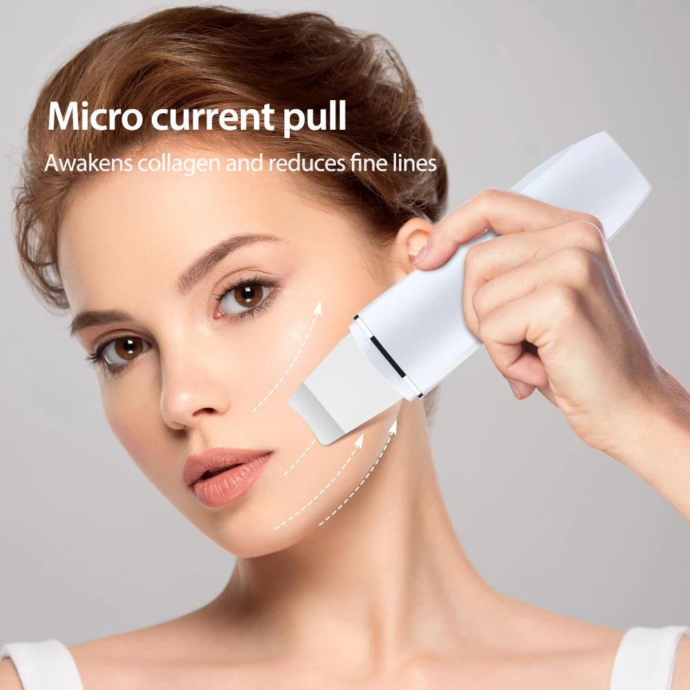 Ultrasonic Deep Cleansing Facial Spatula – Blackhead Exfoliating Shovel & EMS Lifting Device