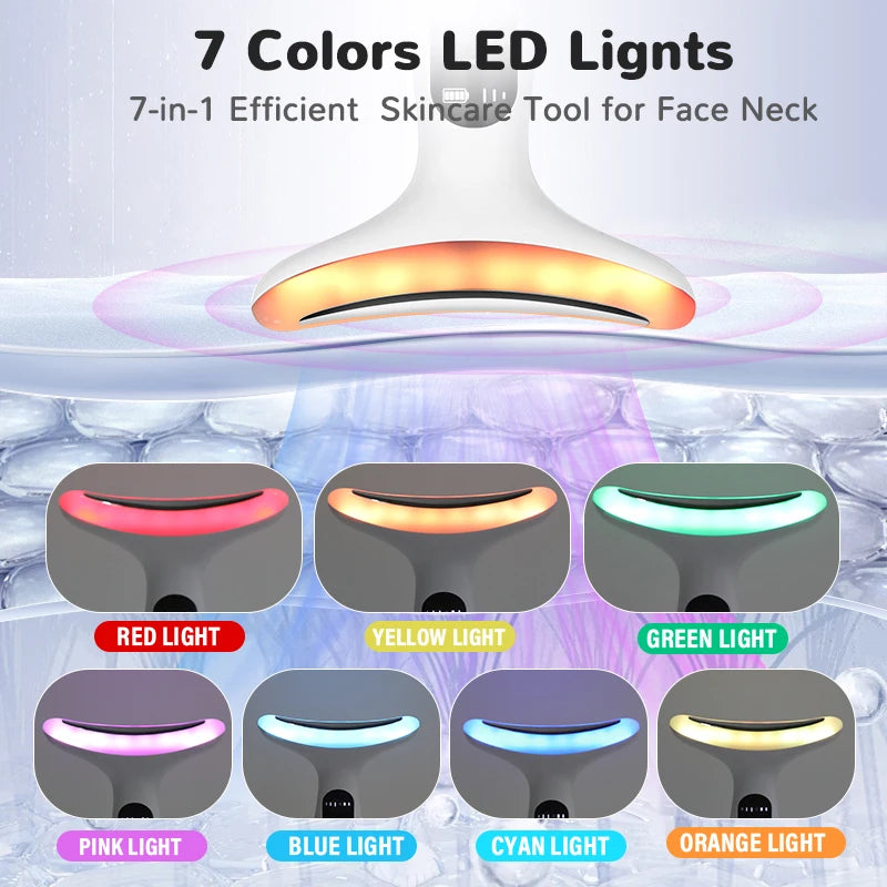 CMH 7-Color LED Thermal Neck Beauty Device – Galvanic Micro-Vibration & Skin Lifting Tool