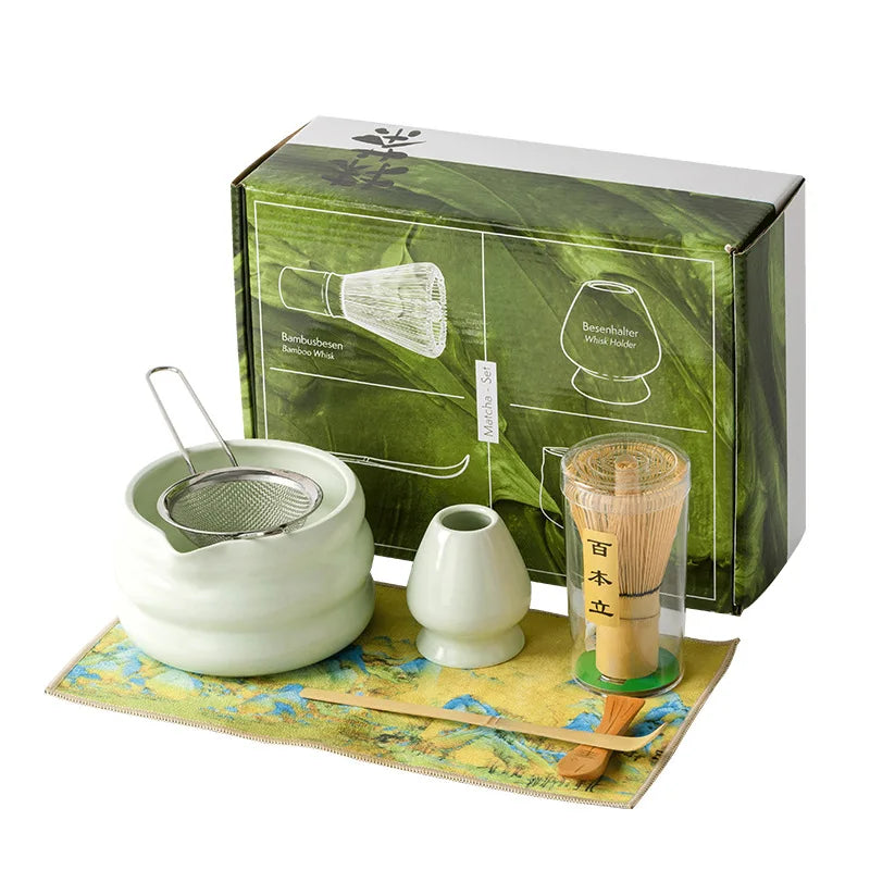 Authentic Song Dynasty Style Matcha Tea Set with Spouted Bowl, Whisk & Stand