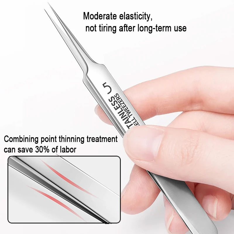 Professional Stainless Steel Blackhead Removal Set (4–5 Pcs) – Acne Needles & Precision Tweezers