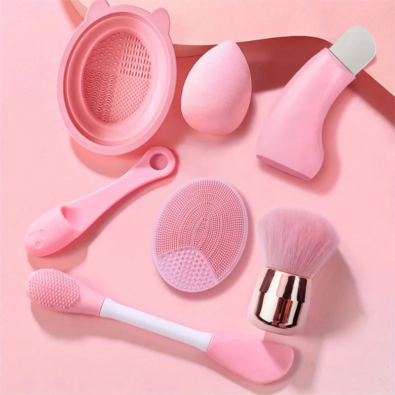 All-in-One Facial Cleansing & Makeup Tool Set | Silicone Face Brush, Cleansing Bowl & Sponge