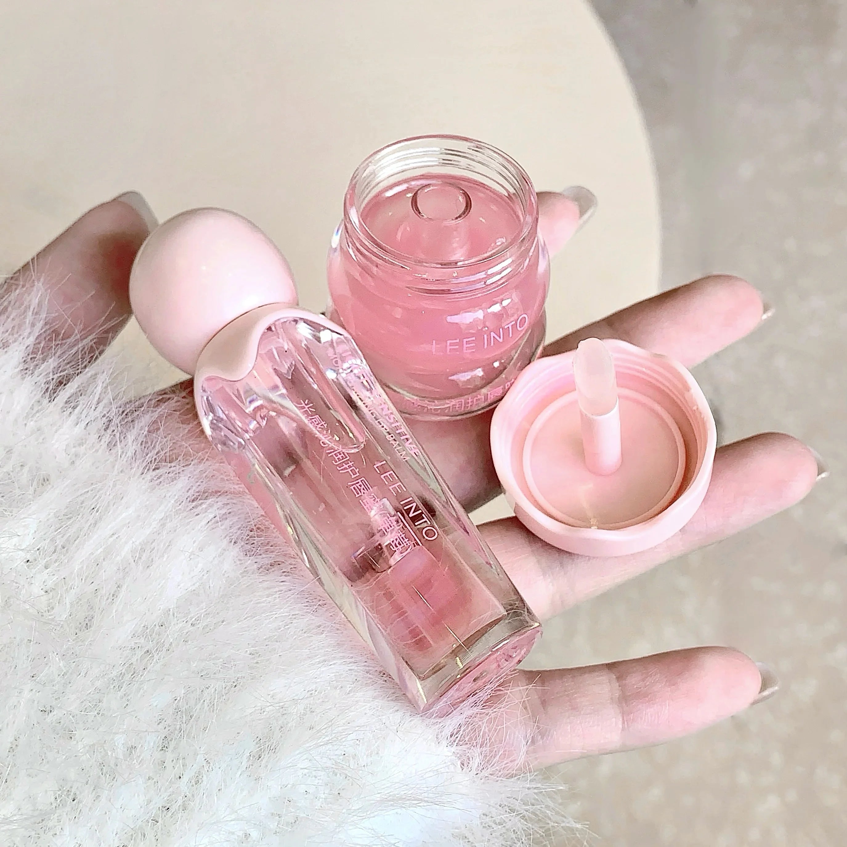 2Pcs Crystal Glass Lip Gloss & Hydrating Lip Mask Set – Non-Sticky Plumping Lip Care Duo