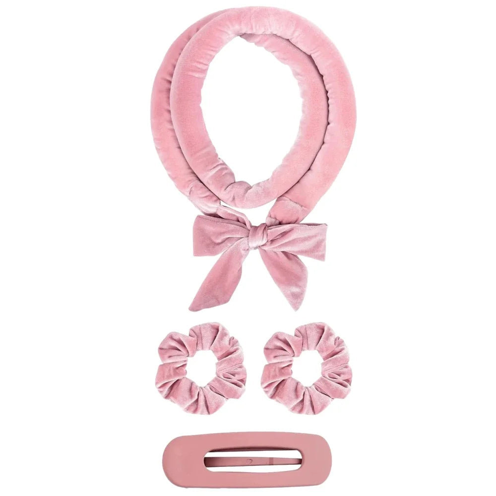 Heatless Velvet Hair Curling Rod Headband Set | Soft No-Heat Overnight Ribbon Curler