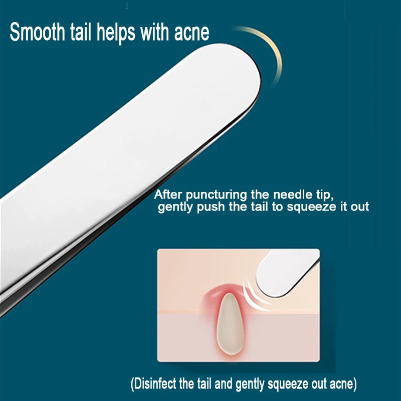 Professional Stainless Steel Blackhead Removal Set (4–5 Pcs) – Acne Needles & Precision Tweezers