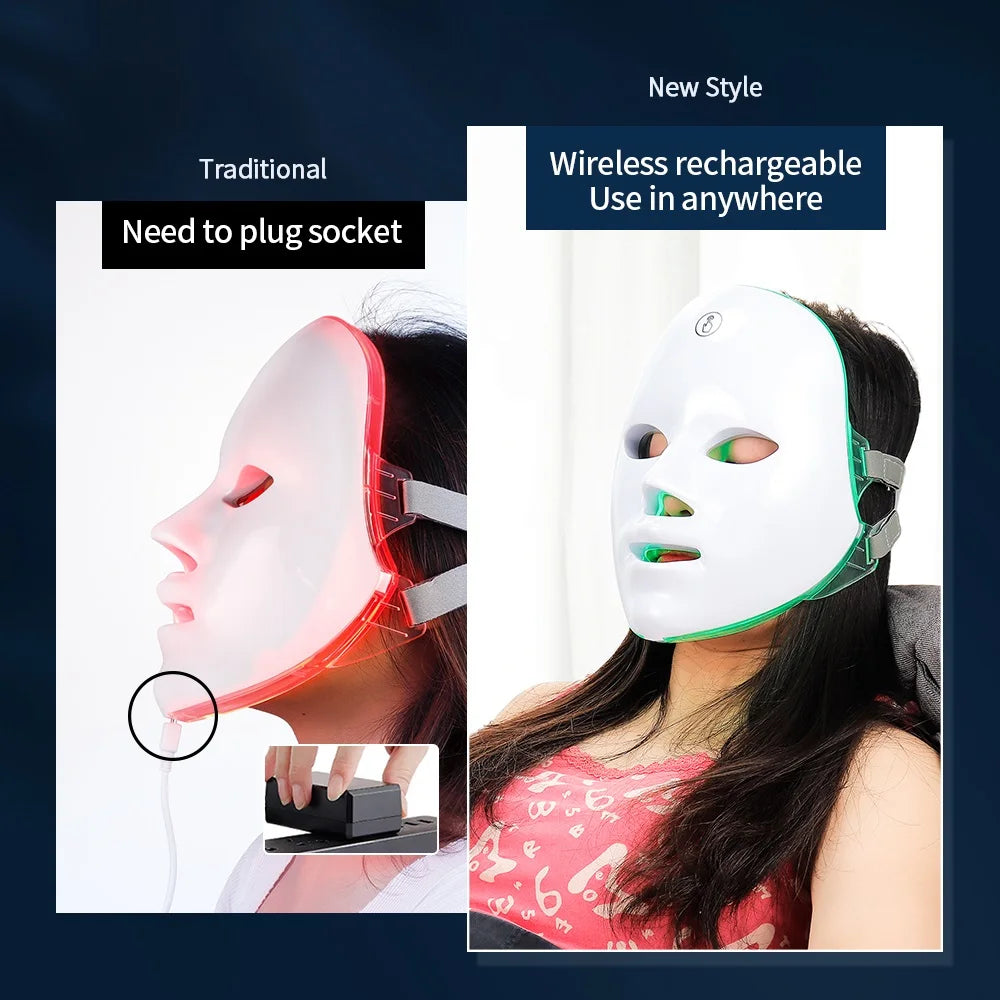 Wireless 7-Color LED Light Therapy Face Mask | Photon Skin Rejuvenation Tool