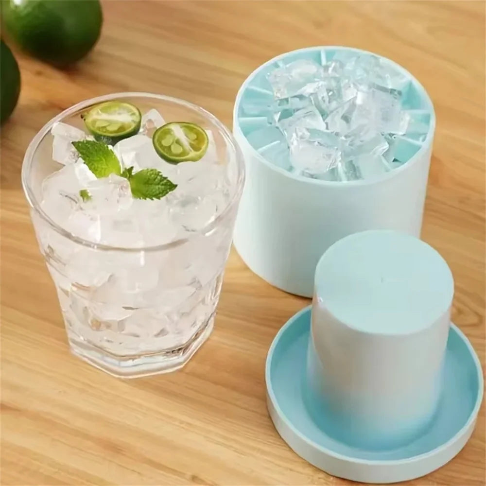 Silicone Cylinder Ice Cube Mold & Ice Bucket – Flexible Squeeze-Release Ice Maker