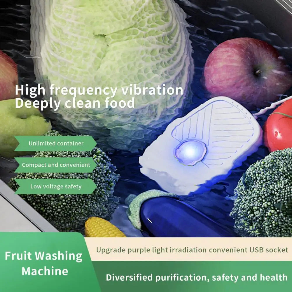 Ultrasonic Produce & Fruit Washer – IPX7 Waterproof Kitchen Cleaning Machine