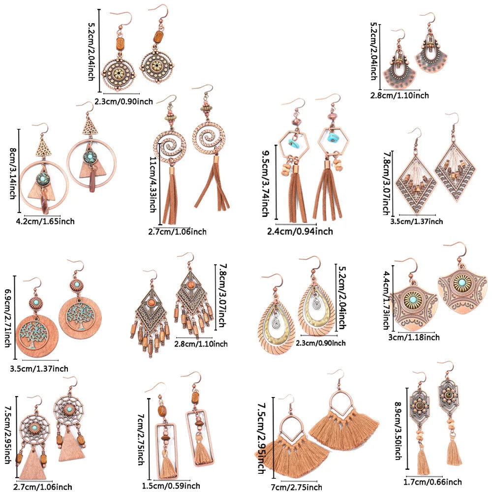 Ethnic Vintage Brown Dangle Earrings | 22 Bohemian Styles