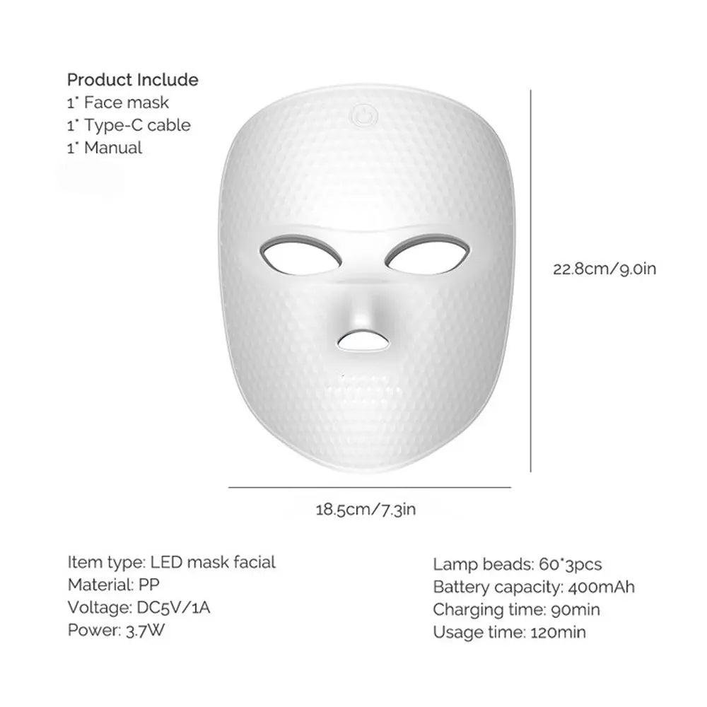 Wireless 7-Color LED Light Therapy Face Mask | Photon Skin Rejuvenation Tool