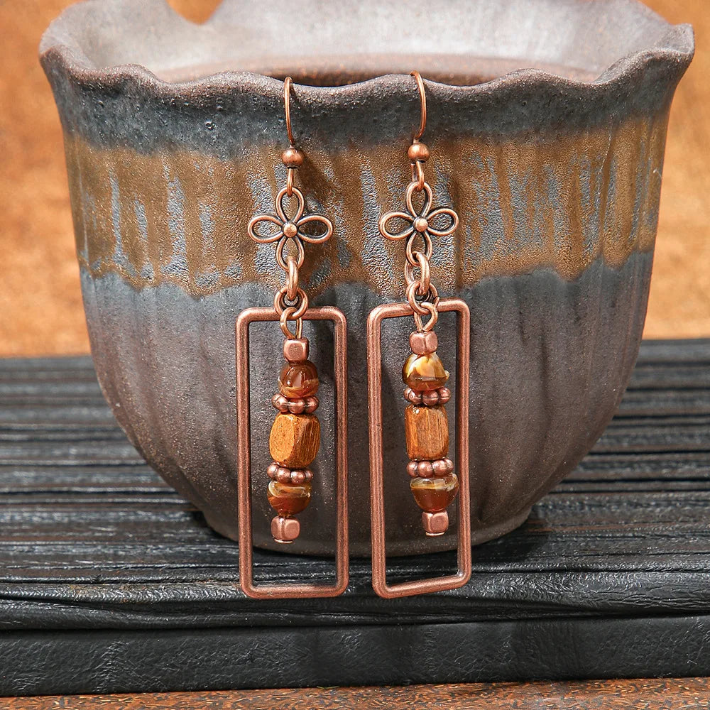 Ethnic Vintage Brown Dangle Earrings | 22 Bohemian Styles