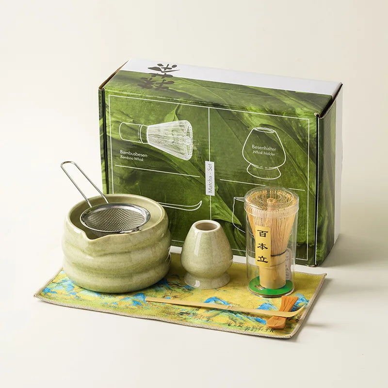 Authentic Song Dynasty Style Matcha Tea Set with Spouted Bowl, Whisk & Stand