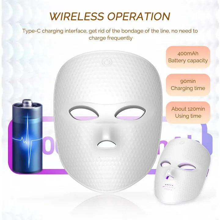 Wireless 7-Color LED Light Therapy Face Mask | Photon Skin Rejuvenation Tool