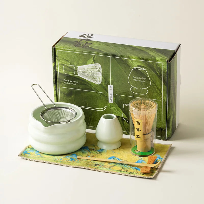Authentic Song Dynasty Style Matcha Tea Set with Spouted Bowl, Whisk & Stand