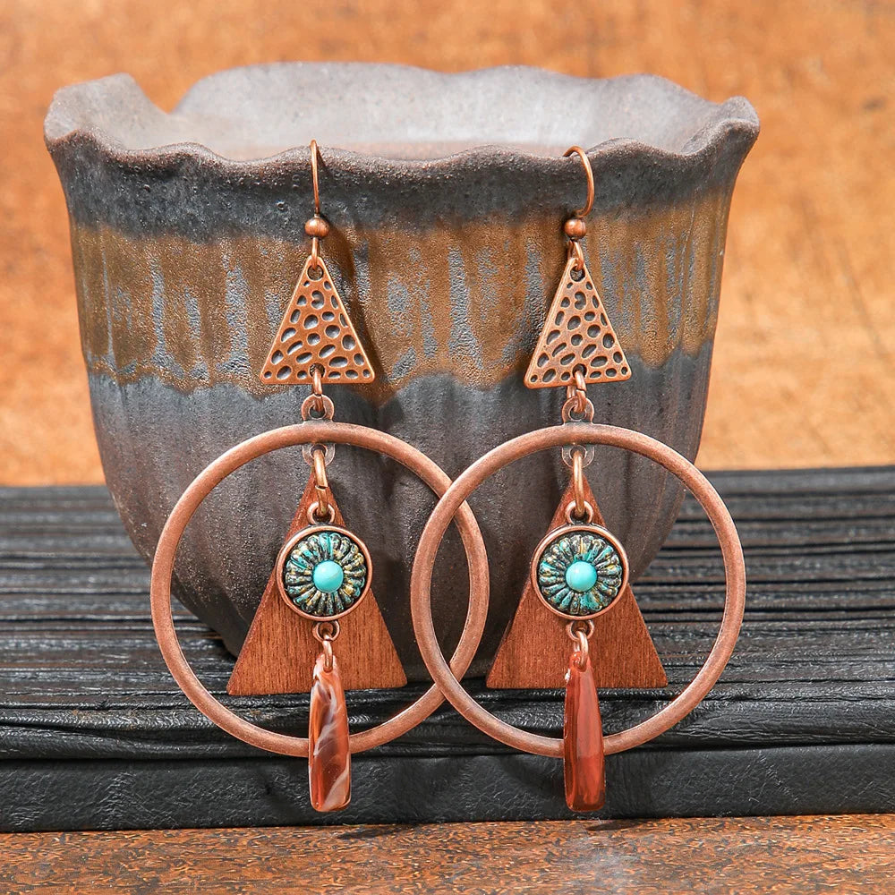 Ethnic Vintage Brown Dangle Earrings | 22 Bohemian Styles