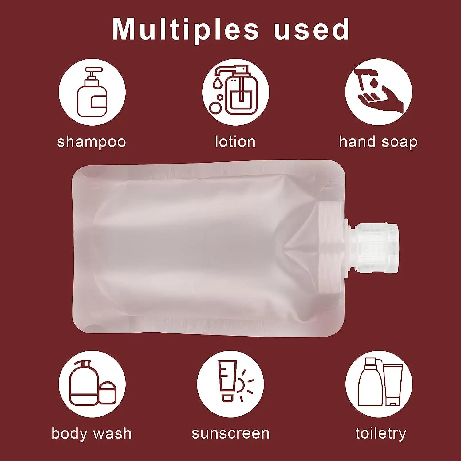 Thickened Refillable Travel Lotion Pouches – Leak-Proof Portable Cosmetic & Shampoo Squeeze Bags
