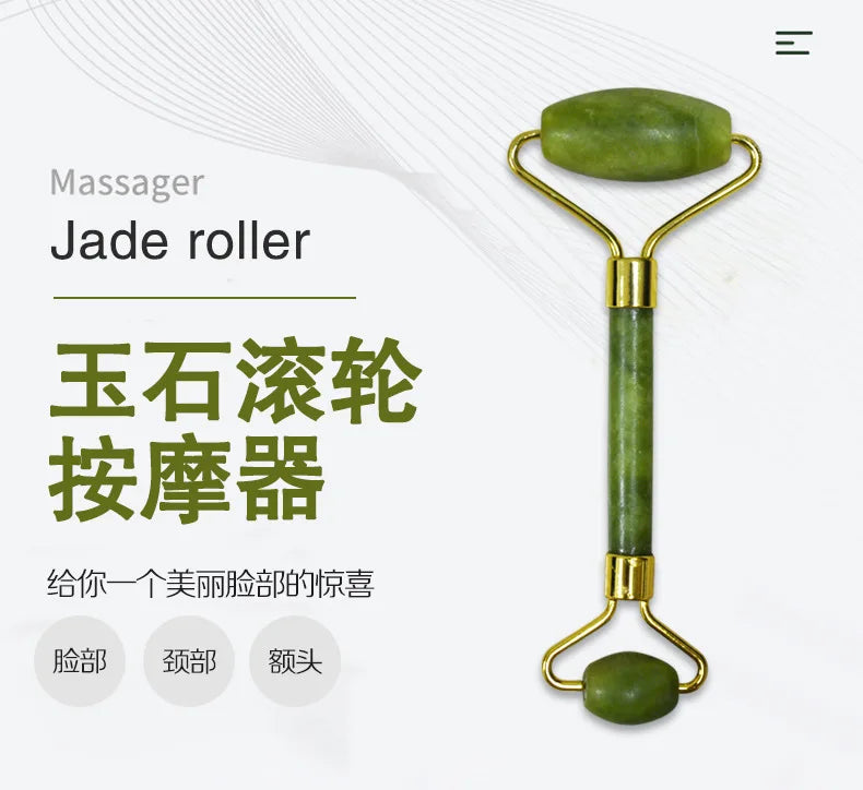 Natural Jade Roller & Gua Sha Set | Facial Massager & Anti-Wrinkle Lifting Tools