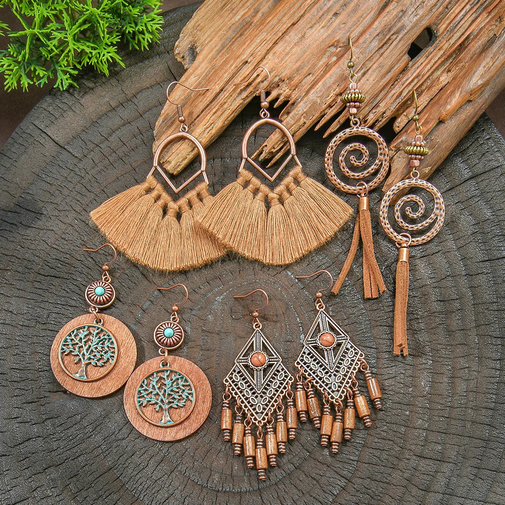 Ethnic Vintage Brown Dangle Earrings | 22 Bohemian Styles