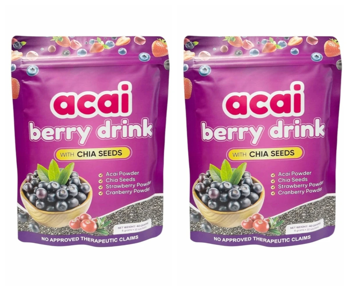 Acai Berry Powder 10packs Per Bag with Chia Seeds and 7 Types of Berry Powders For Weight Management