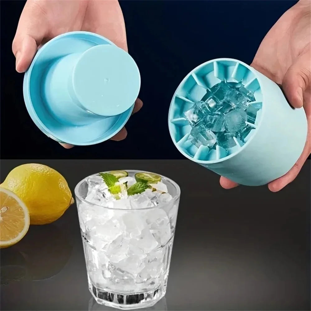 Silicone Cylinder Ice Cube Mold & Ice Bucket – Flexible Squeeze-Release Ice Maker