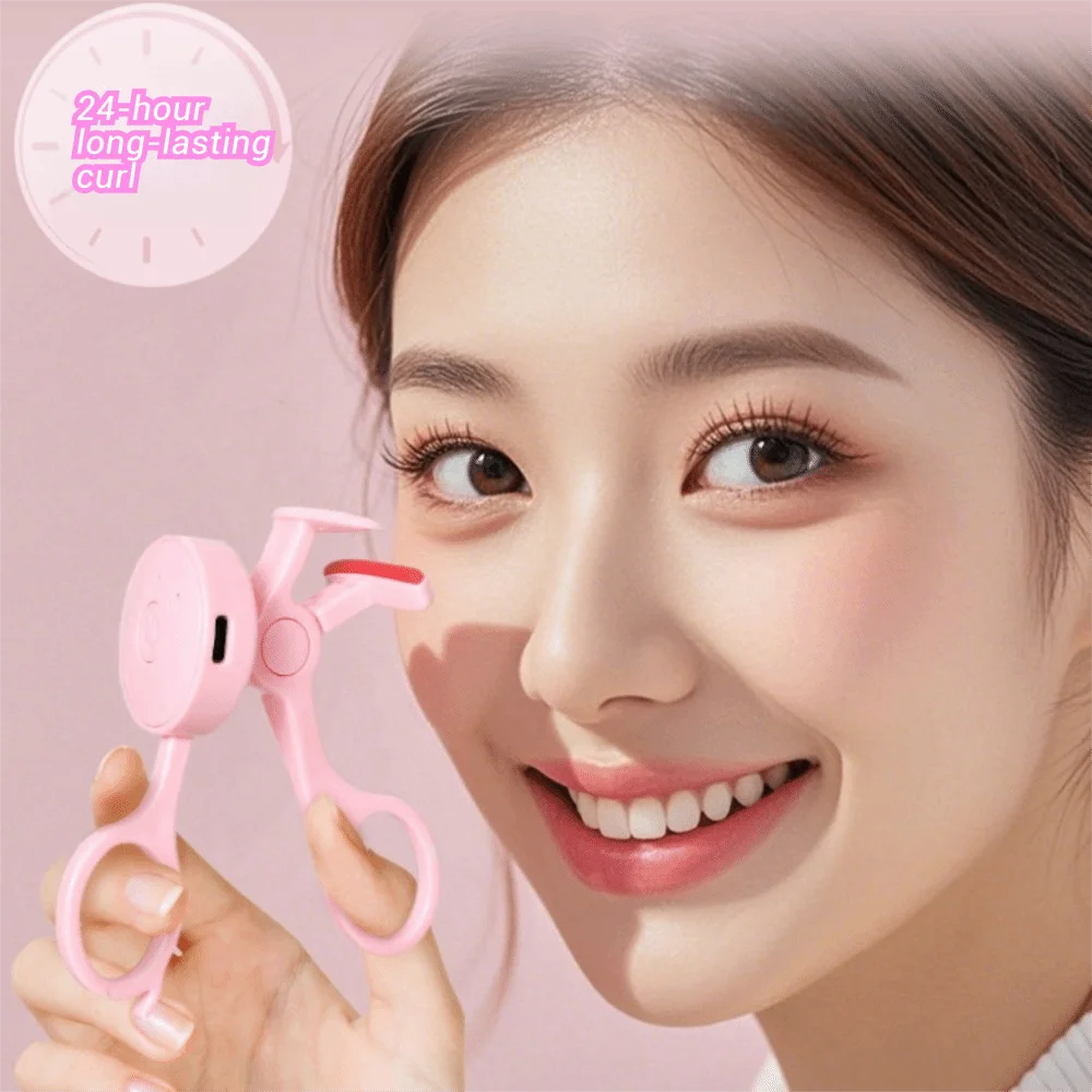 Portable Electric Heated Eyelash Curler – Safe Silicone Pad & Long-Lasting Lift