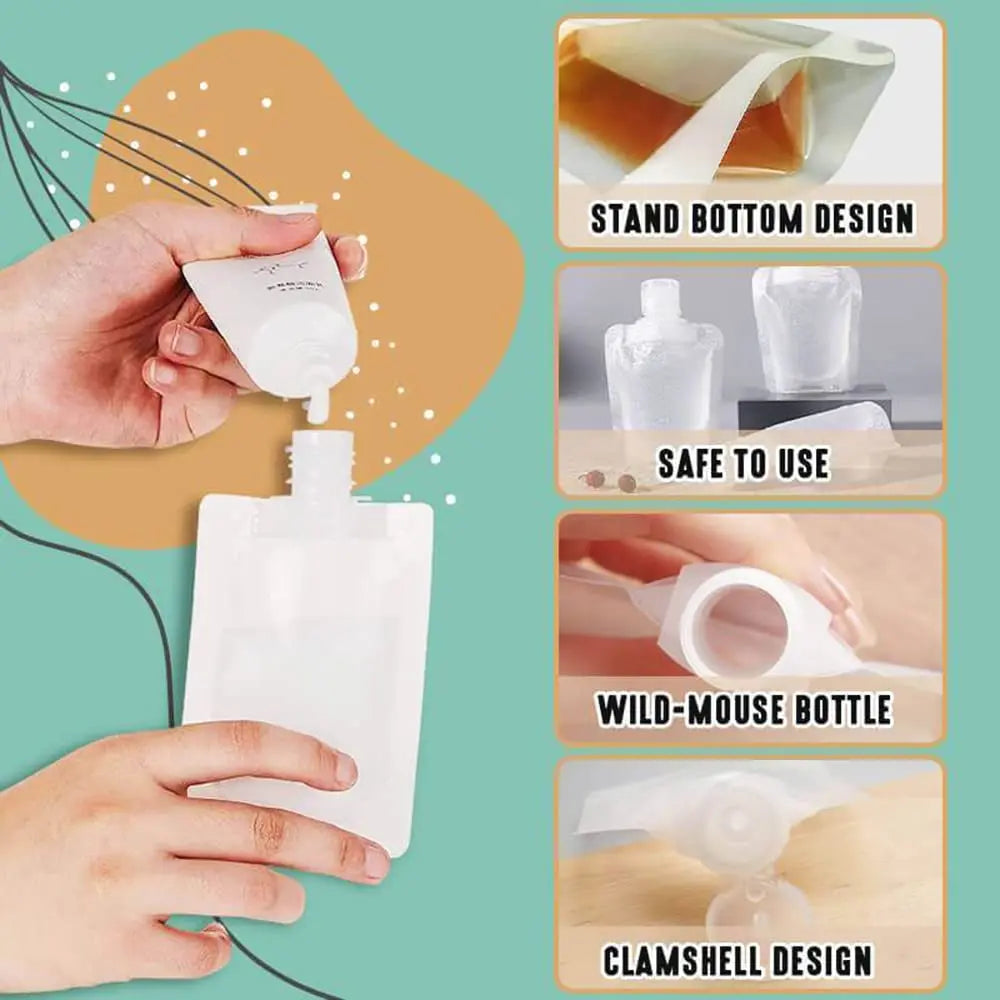 Thickened Refillable Travel Lotion Pouches – Leak-Proof Portable Cosmetic & Shampoo Squeeze Bags