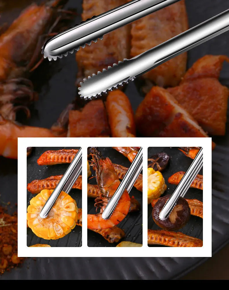 Stainless Steel Food Clip Tongs – Ergonomic Non-Slip Kitchen & Grill Utensil