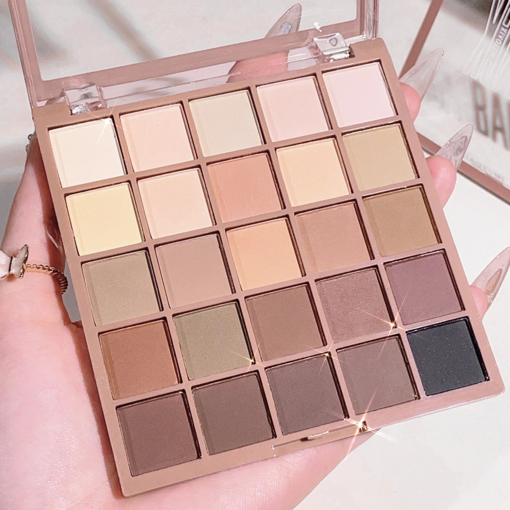 Matte brown nude eyeshadow palette in 25 colors,  waterproof and sweatproof