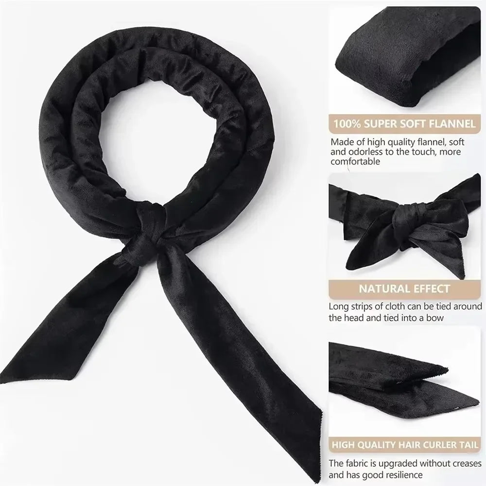 Heatless Velvet Hair Curling Rod Headband Set | Soft No-Heat Overnight Ribbon Curler
