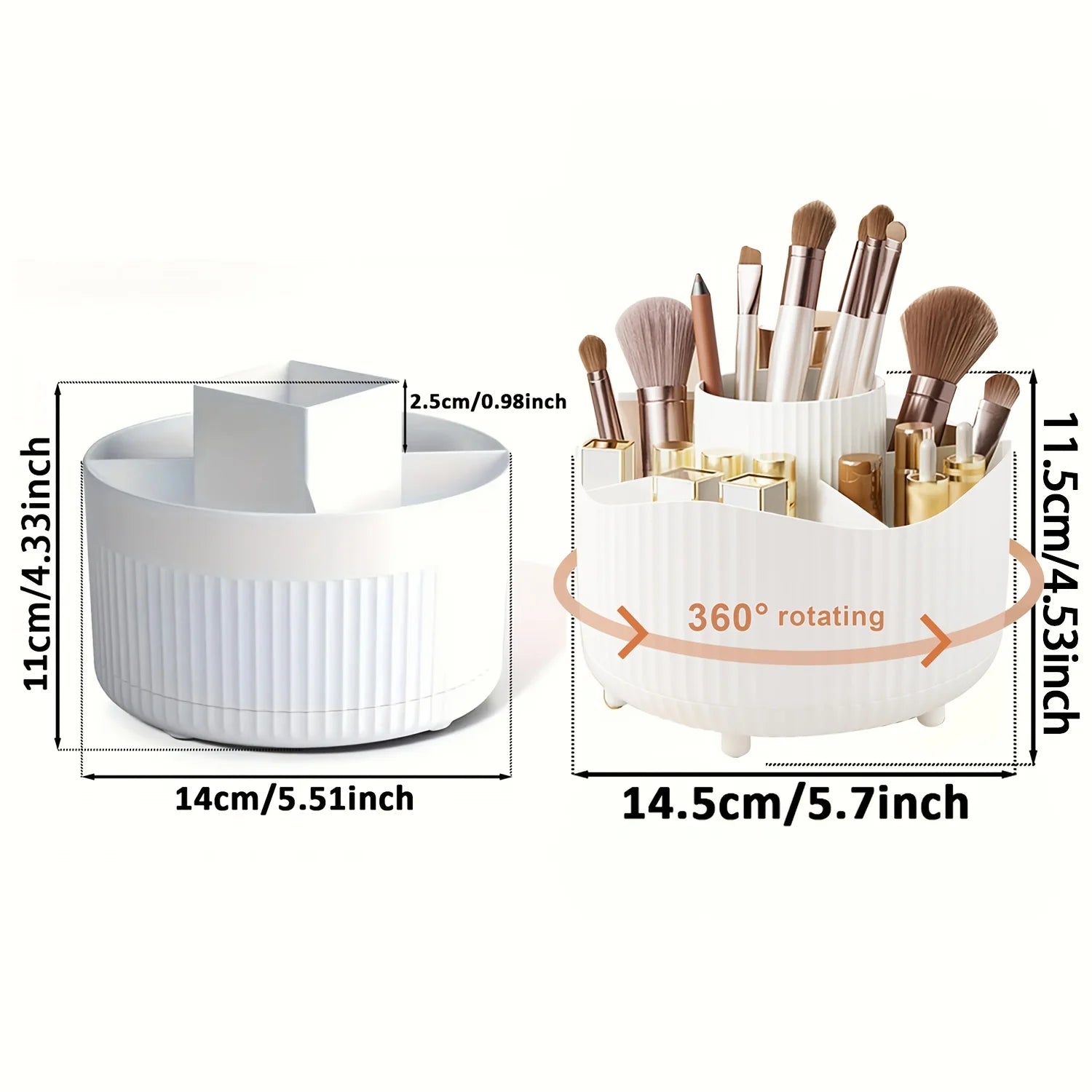 Desktop Rotating Makeup Organizer, Storage Box, Versatile Holder for Brushes, Office Supplies, Bathroom Dresser