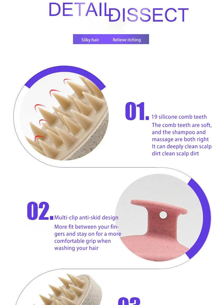 Soft Silicone Scalp & Body Massager – Deep Cleansing Shower Scrubber with Easy-Grip Handle