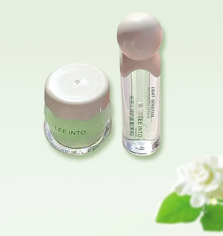 2Pcs Crystal Glass Lip Gloss & Hydrating Lip Mask Set – Non-Sticky Plumping Lip Care Duo