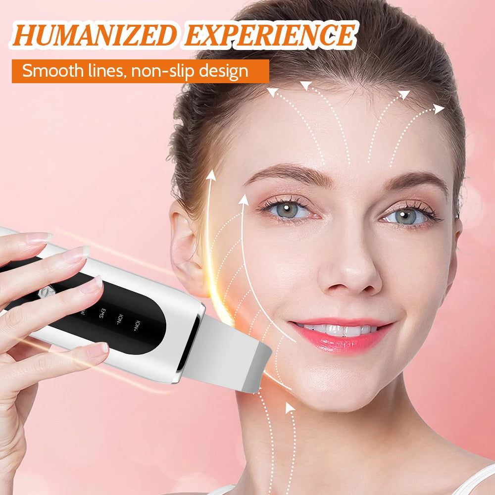 Ultrasonic Deep Cleansing Facial Spatula – Blackhead Exfoliating Shovel & EMS Lifting Device