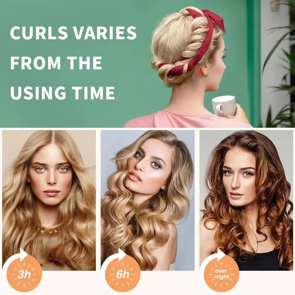 Heatless Velvet Hair Curling Rod Headband Set | Soft No-Heat Overnight Ribbon Curler