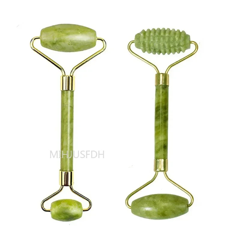 Natural Jade Roller & Gua Sha Set | Facial Massager & Anti-Wrinkle Lifting Tools