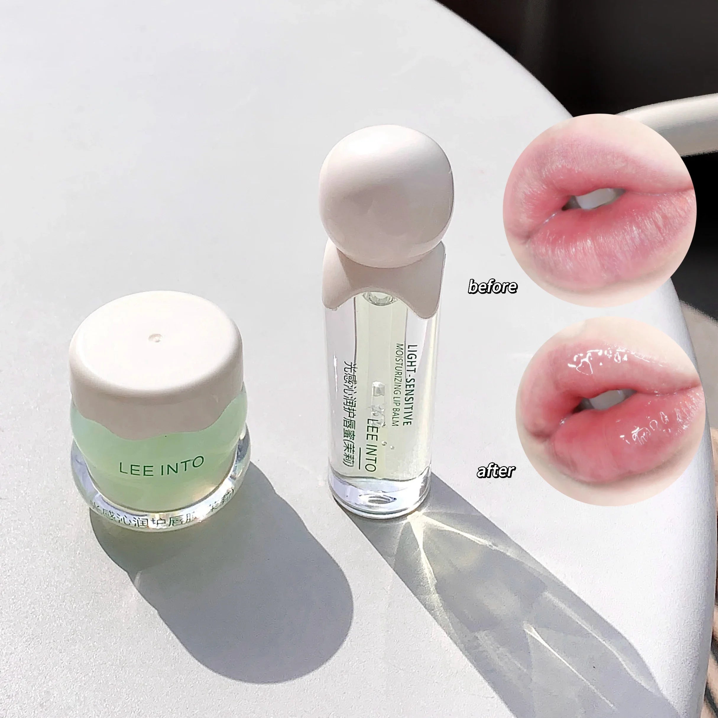 2Pcs Crystal Glass Lip Gloss & Hydrating Lip Mask Set – Non-Sticky Plumping Lip Care Duo