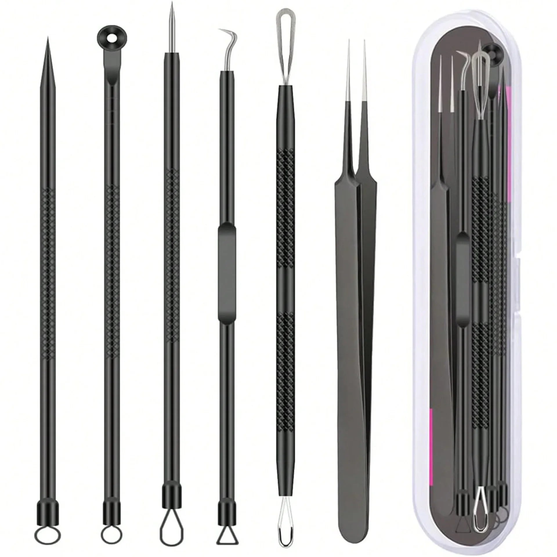 Professional Stainless Steel Blackhead Removal Set (4–5 Pcs) – Acne Needles & Precision Tweezers