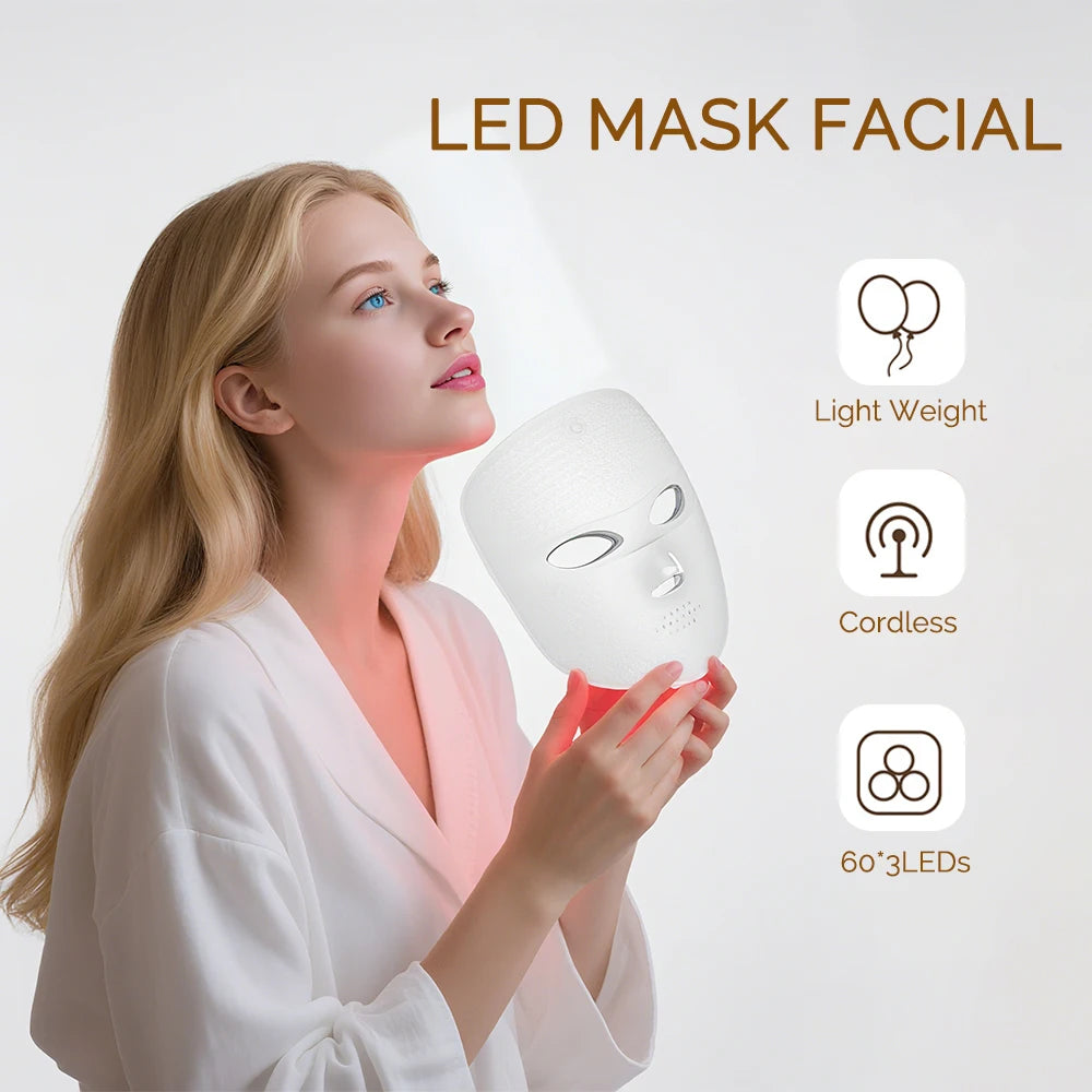 Wireless 7-Color LED Light Therapy Face Mask | Photon Skin Rejuvenation Tool