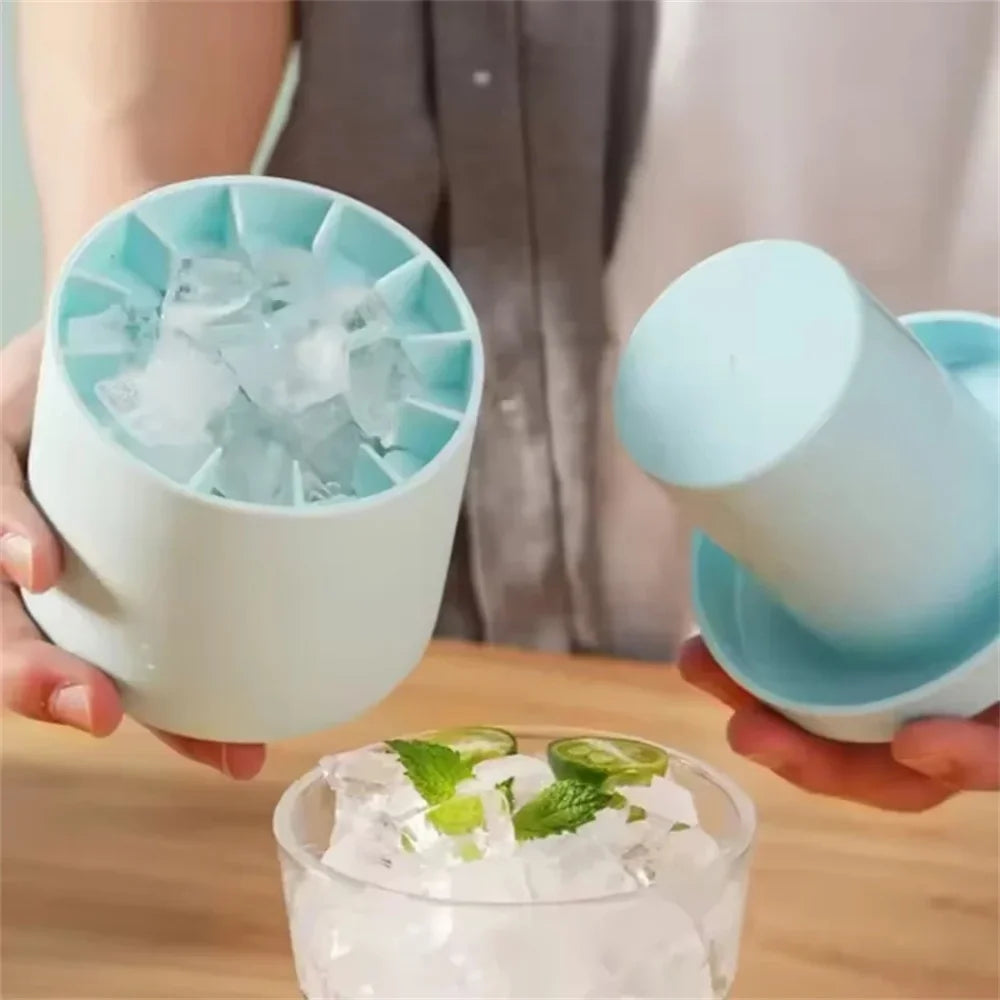 Silicone Cylinder Ice Cube Mold & Ice Bucket – Flexible Squeeze-Release Ice Maker