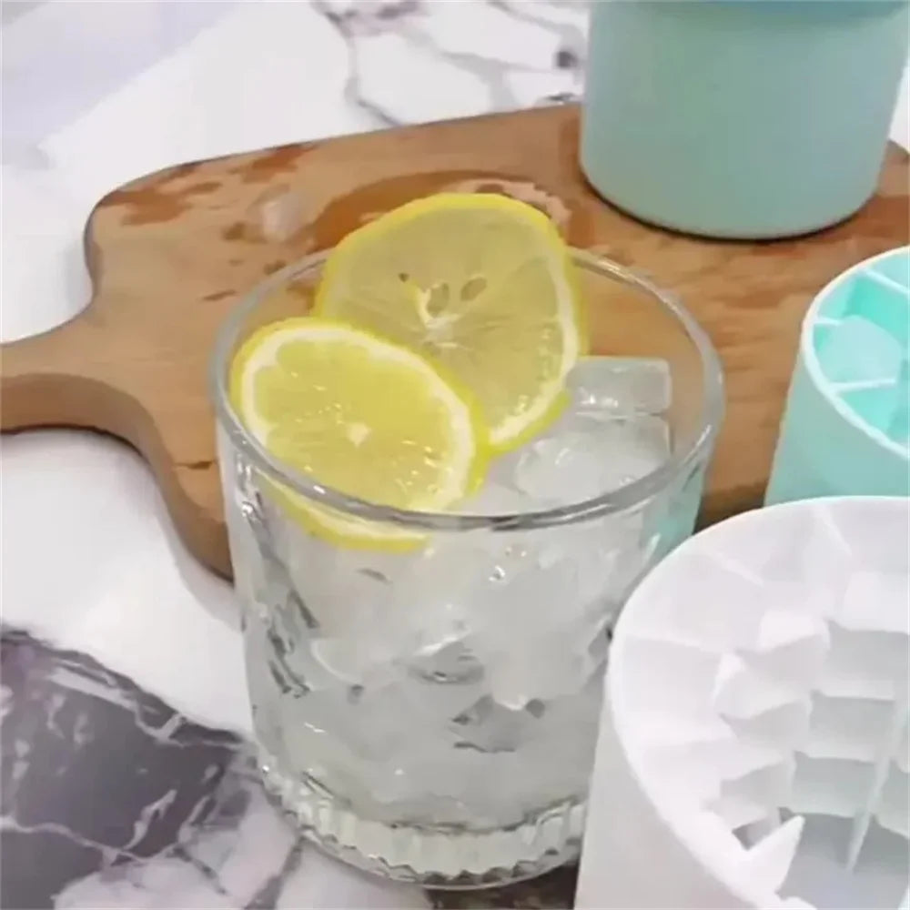 Silicone Cylinder Ice Cube Mold & Ice Bucket – Flexible Squeeze-Release Ice Maker