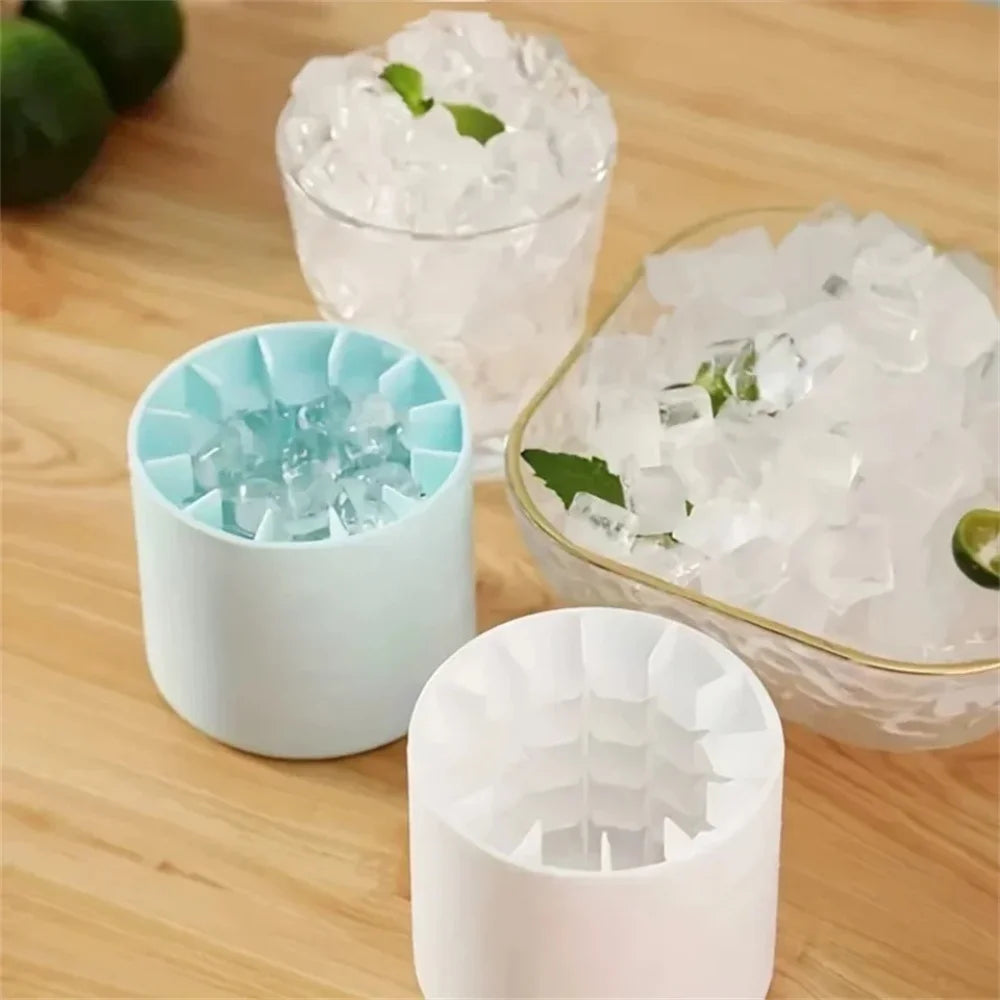Silicone Cylinder Ice Cube Mold & Ice Bucket – Flexible Squeeze-Release Ice Maker