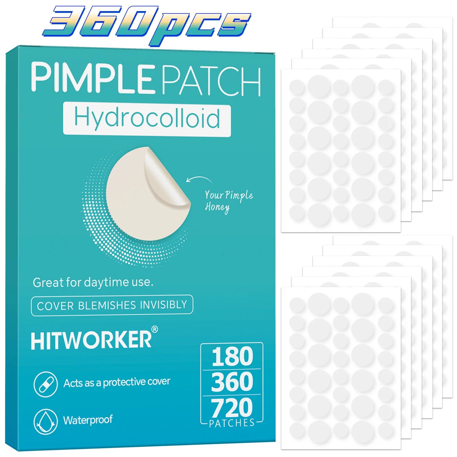 360Pcs Invisible Hydrocolloid Acne Patches – Breathable Blemish & Spot Healing Cover