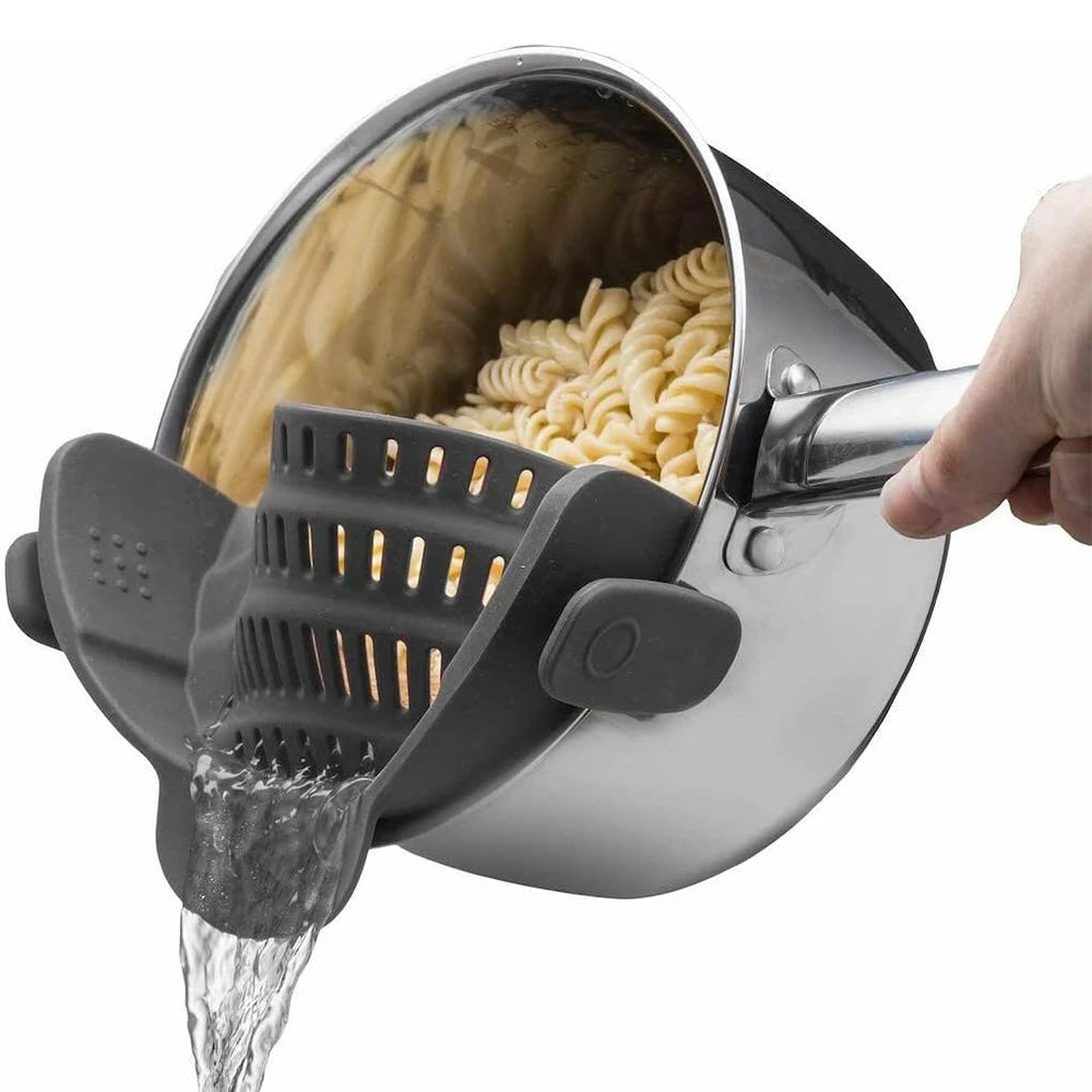 Universal Silicone Clip-On Pot Strainer | Heat-Resistant Colander for Pasta & Veggies