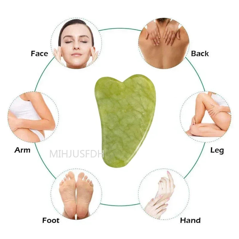 Natural Jade Roller & Gua Sha Set | Facial Massager & Anti-Wrinkle Lifting Tools