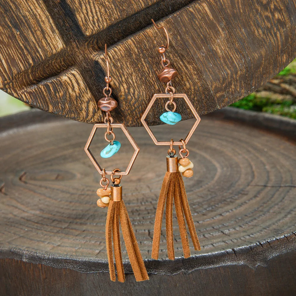 Ethnic Vintage Brown Dangle Earrings | 22 Bohemian Styles