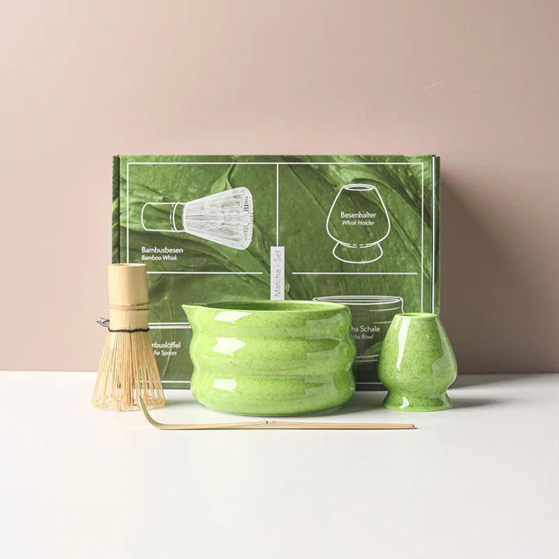 Authentic Song Dynasty Style Matcha Tea Set with Spouted Bowl, Whisk & Stand